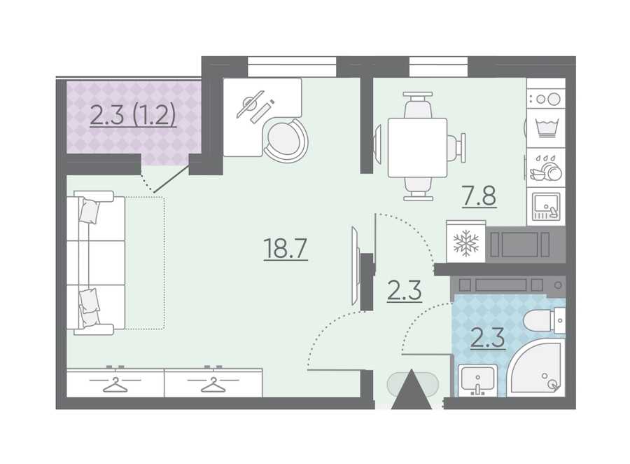 Однокомнатная квартира в : площадь 32.3 м2 , этаж: 23 – купить в Санкт-Петербурге